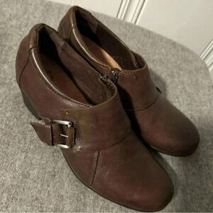 Clarks Collection Shoes Womens 6.5 M Genette Vista Monk Strap Loafer Brown Heels